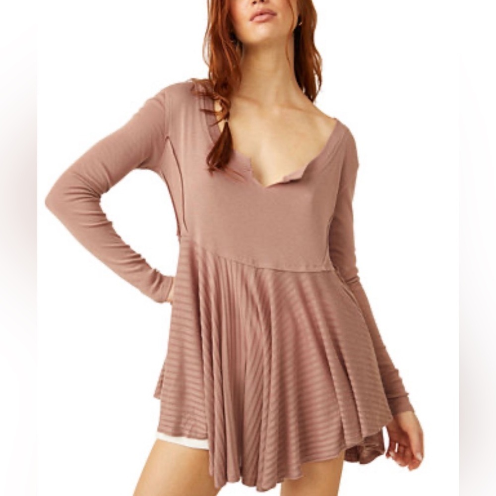We The Free Clover Babydoll Split Neck Top Women’s Size XS Antique Oak
